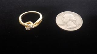 14K Two-Stone Diamond Bypass Accent Ring Yellow Gold 4.1g Size 7